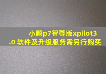 小鹏p7智尊版xpilot3.0 软件及升级服务需另行购买